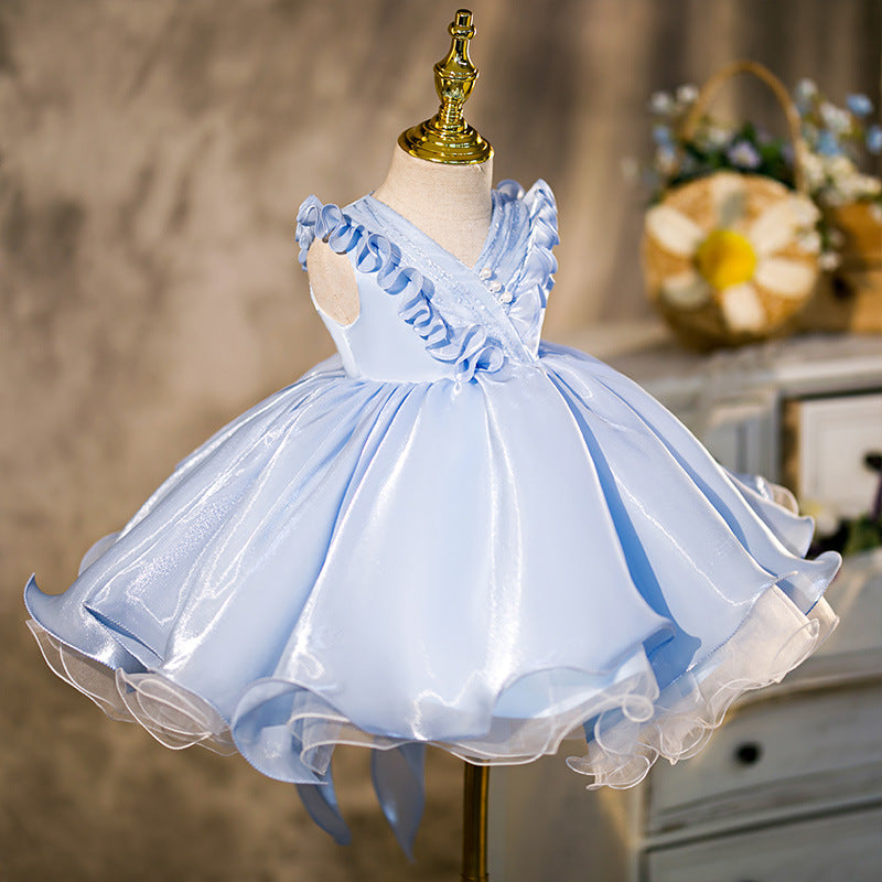 Baby Girl Dress For Special Occasion in baby blue color